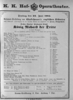 Theaterzettel (Oper und Burgtheater in Wien) 18830622 Seite: 1