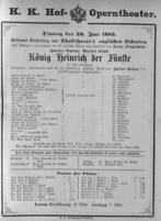 Theaterzettel (Oper und Burgtheater in Wien) 18830626 Seite: 1