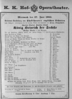 Theaterzettel (Oper und Burgtheater in Wien) 18830627 Seite: 1
