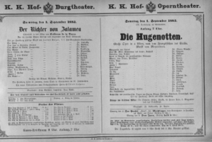 Theaterzettel (Oper und Burgtheater in Wien) 18830901 Seite: 1