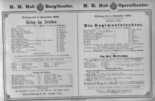 Theaterzettel (Oper und Burgtheater in Wien) 18830904 Seite: 1