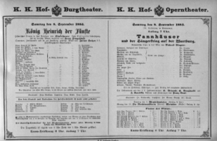 Theaterzettel (Oper und Burgtheater in Wien) 18830908 Seite: 1