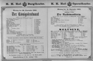 Theaterzettel (Oper und Burgtheater in Wien) 18830910 Seite: 1
