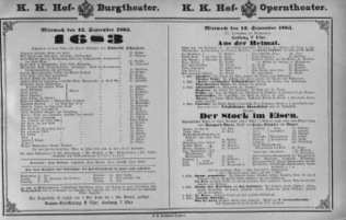 Theaterzettel (Oper und Burgtheater in Wien) 18830912 Seite: 1