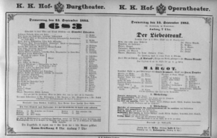 Theaterzettel (Oper und Burgtheater in Wien) 18830913 Seite: 1