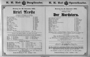 Theaterzettel (Oper und Burgtheater in Wien) 18830916 Seite: 1
