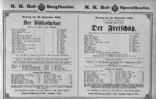 Theaterzettel (Oper und Burgtheater in Wien) 18830918 Seite: 1