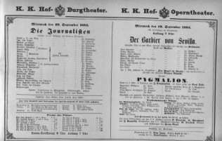 Theaterzettel (Oper und Burgtheater in Wien) 18830919 Seite: 1