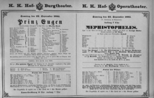 Theaterzettel (Oper und Burgtheater in Wien) 18830922 Seite: 1