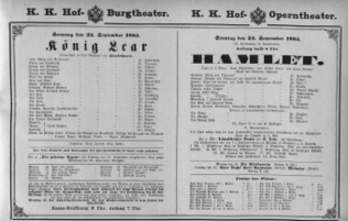 Theaterzettel (Oper und Burgtheater in Wien) 18830923 Seite: 1