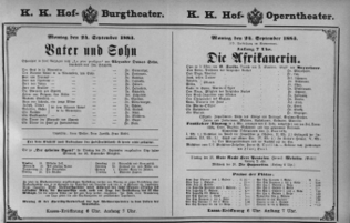Theaterzettel (Oper und Burgtheater in Wien) 18830924 Seite: 1