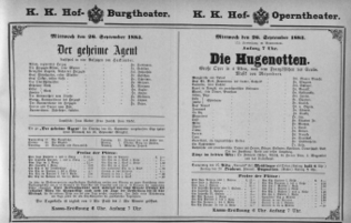 Theaterzettel (Oper und Burgtheater in Wien) 18830926 Seite: 1