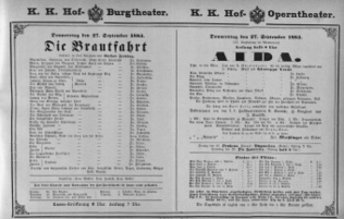 Theaterzettel (Oper und Burgtheater in Wien) 18830927 Seite: 1