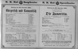 Theaterzettel (Oper und Burgtheater in Wien) 18830929 Seite: 1