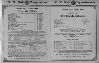 Theaterzettel (Oper und Burgtheater in Wien) 18831001 Seite: 1