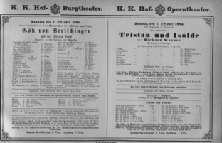 Theaterzettel (Oper und Burgtheater in Wien) 18831007 Seite: 1