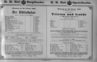 Theaterzettel (Oper und Burgtheater in Wien) 18831010 Seite: 1