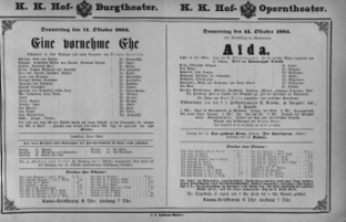 Theaterzettel (Oper und Burgtheater in Wien) 18831011 Seite: 1