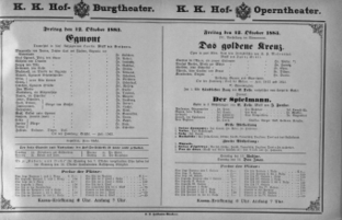 Theaterzettel (Oper und Burgtheater in Wien) 18831012 Seite: 1