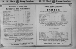 Theaterzettel (Oper und Burgtheater in Wien) 18831013 Seite: 1