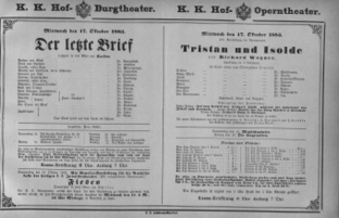 Theaterzettel (Oper und Burgtheater in Wien) 18831017 Seite: 1