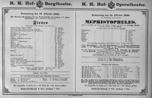 Theaterzettel (Oper und Burgtheater in Wien) 18831018 Seite: 1