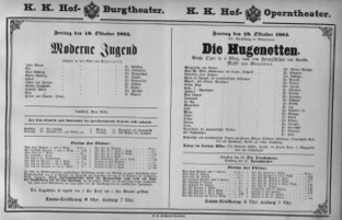 Theaterzettel (Oper und Burgtheater in Wien) 18831019 Seite: 1
