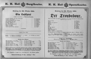 Theaterzettel (Oper und Burgtheater in Wien) 18831020 Seite: 1