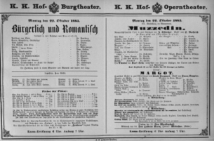 Theaterzettel (Oper und Burgtheater in Wien) 18831022 Seite: 1