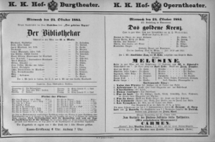 Theaterzettel (Oper und Burgtheater in Wien) 18831024 Seite: 1