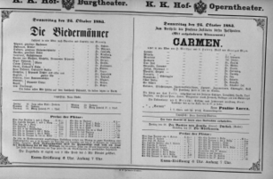 Theaterzettel (Oper und Burgtheater in Wien) 18831025 Seite: 1