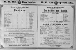 Theaterzettel (Oper und Burgtheater in Wien) 18831026 Seite: 1