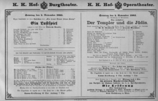 Theaterzettel (Oper und Burgtheater in Wien) 18831104 Seite: 1