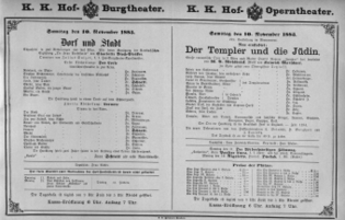 Theaterzettel (Oper und Burgtheater in Wien) 18831110 Seite: 1