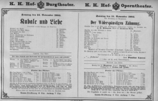 Theaterzettel (Oper und Burgtheater in Wien) 18831111 Seite: 1