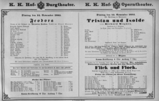 Theaterzettel (Oper und Burgtheater in Wien) 18831113 Seite: 1