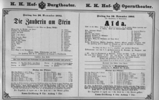 Theaterzettel (Oper und Burgtheater in Wien) 18831116 Seite: 1