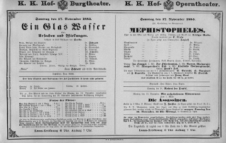 Theaterzettel (Oper und Burgtheater in Wien) 18831117 Seite: 1