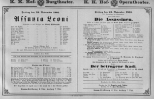 Theaterzettel (Oper und Burgtheater in Wien) 18831123 Seite: 1