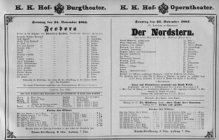 Theaterzettel (Oper und Burgtheater in Wien) 18831125 Seite: 1
