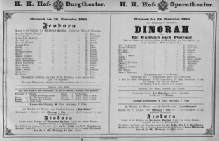 Theaterzettel (Oper und Burgtheater in Wien) 18831128 Seite: 1