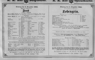 Theaterzettel (Oper und Burgtheater in Wien) 18831204 Seite: 1