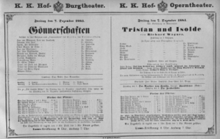 Theaterzettel (Oper und Burgtheater in Wien) 18831207 Seite: 1