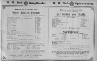 Theaterzettel (Oper und Burgtheater in Wien) 18831208 Seite: 1