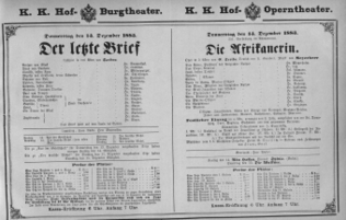 Theaterzettel (Oper und Burgtheater in Wien) 18831213 Seite: 1