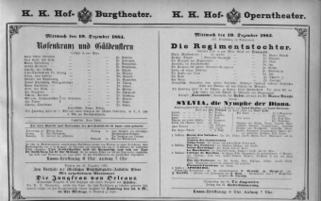 Theaterzettel (Oper und Burgtheater in Wien) 18831219 Seite: 1