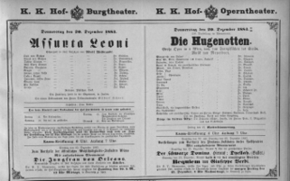 Theaterzettel (Oper und Burgtheater in Wien) 18831220 Seite: 1