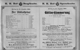 Theaterzettel (Oper und Burgtheater in Wien) 18831221 Seite: 1