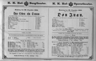 Theaterzettel (Oper und Burgtheater in Wien) 18831229 Seite: 1