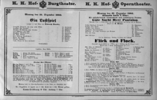 Theaterzettel (Oper und Burgtheater in Wien) 18831231 Seite: 1